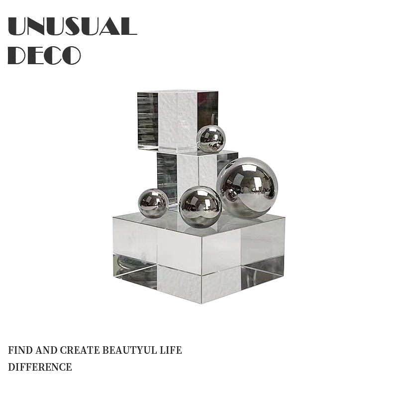 现代简约欧式轻奢水晶几何体星球摆件样板房T售楼处软装饰品