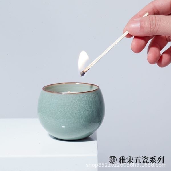 仿宋五大名窑雅宋五瓷香薰蜡烛茶香家用室内熏香哥官汝定钧瓷蜡烛