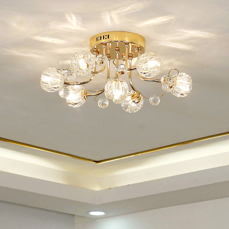 客厅大灯金色轻奢水晶吸顶灯卧室现代简约H2021年新款欧式餐厅灯