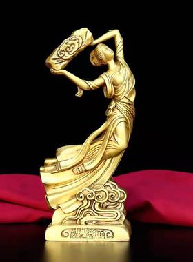 纯铜女娲娘娘f九天玄女大地圣母吉祥女神铜像供养神像礼品摆件桌