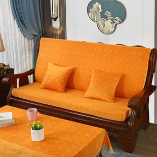 红实木沙发垫带靠背秋冬加厚海绵中式 木头沙发坐垫联邦椅垫沙发垫