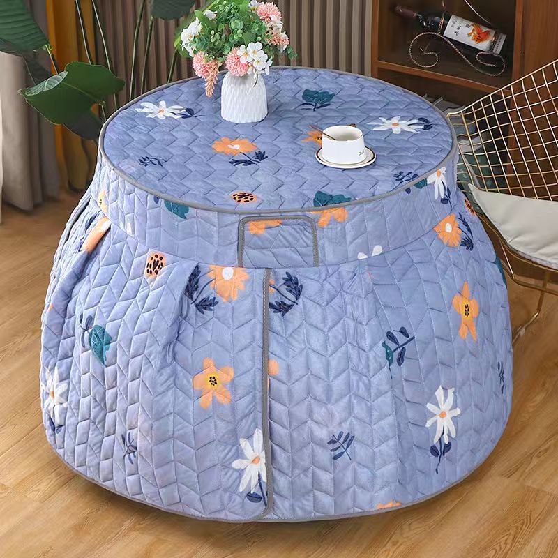 冬季加厚加绒烤火桌子罩套圆形电炉罩套圆桌子烤火炉桌罩取暖桌罩