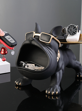 进门口放钥匙收纳摆件托盘创意轻奢狗狗玄关鞋柜电视柜家居装饰品