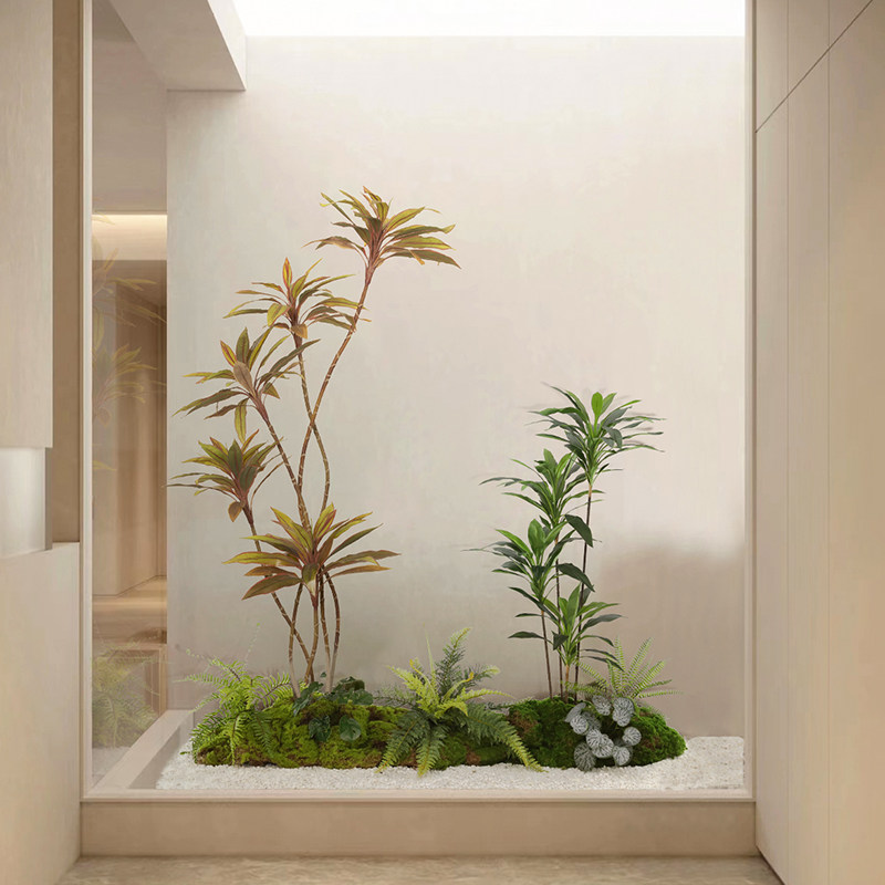 森空间仿真绿色植物造景橱窗角落阁楼装饰奶油风软装微景观沙发旁