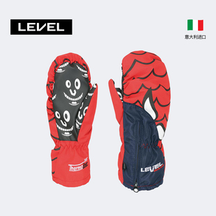 LEVEL进口保暖防泼水蜘蛛侠印花小儿童单板滑雪运动手套4146JM