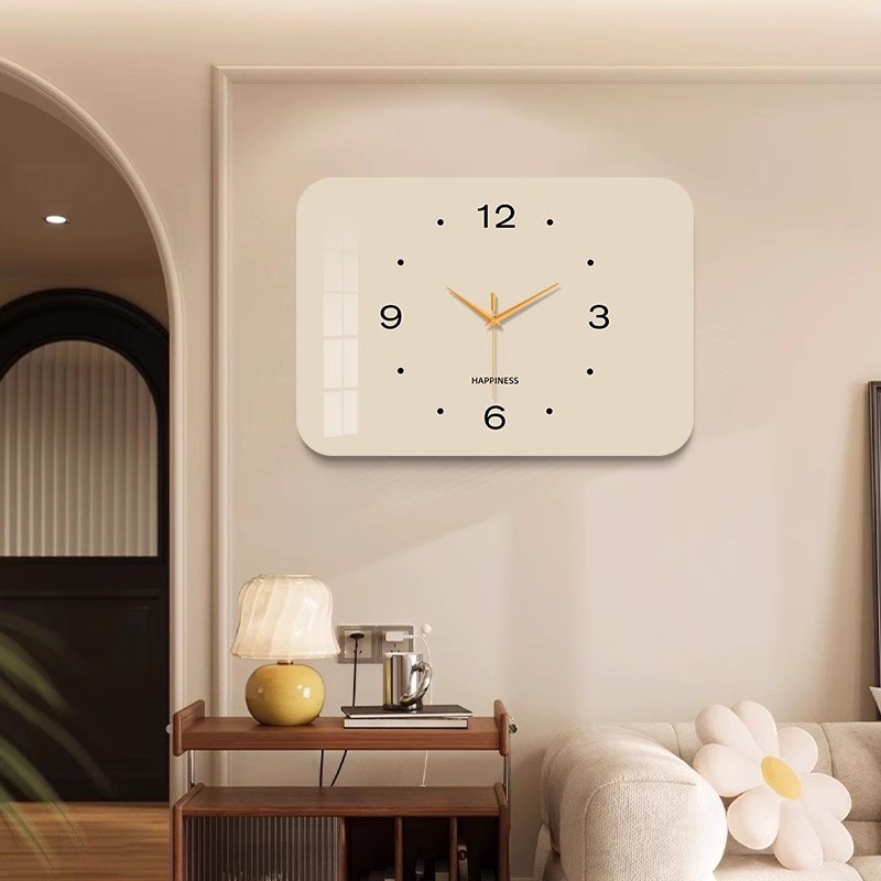 现代简约客厅饭厅静音钟表挂钟新款极简风家用电视背景墙时钟挂墙