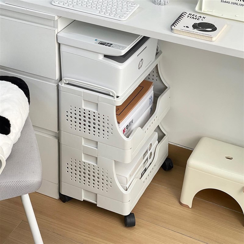 办公室打印机置物架落地小推车文件收纳架桌下多层可移动储物架子