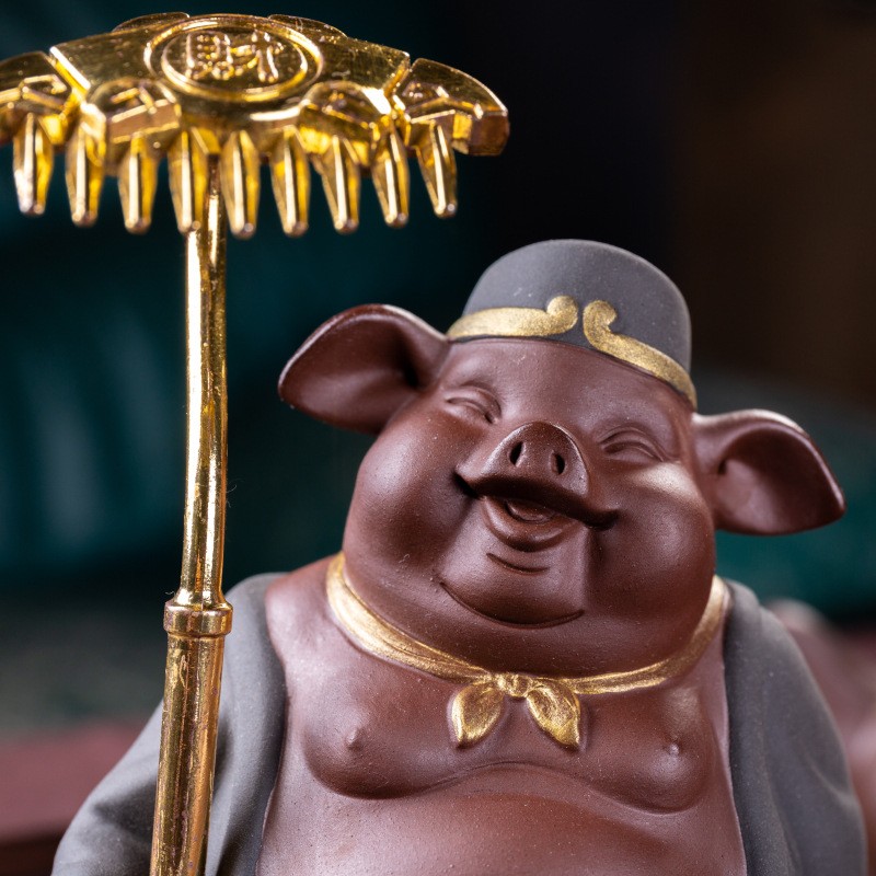 精品紫砂陶瓷茶宠摆件可养天蓬元帅可爱猪八O戒创意茶台茶艺台盆