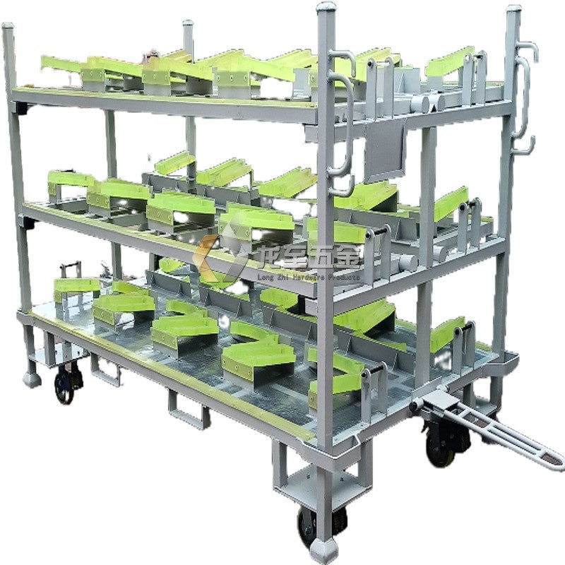 可折叠新能源汽车料m架 带滑轮电池包料架 电机周转架 电控料架