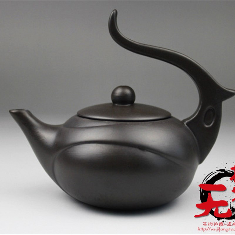 紫砂壶创意天仙凤尾壶110cc朱泥壶收藏摆件O手工特色功夫紫砂茶壶