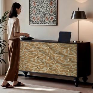 法式中古风客厅六斗柜家用卧室床尾收纳置物柜实木搭台装饰柜定制