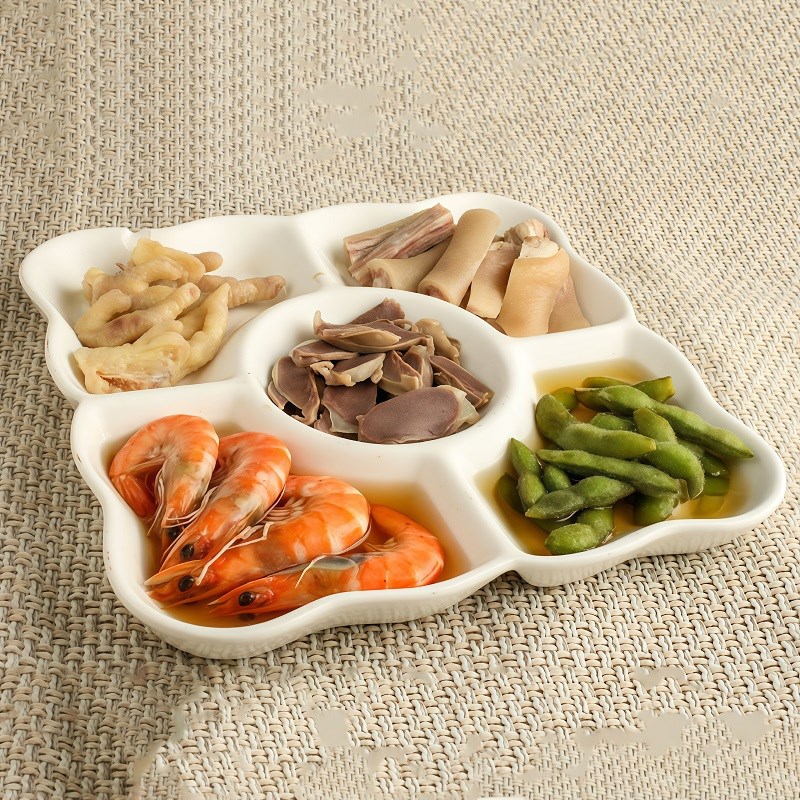 陶瓷分格盘酒店饭店专用盘子干果点心卤水拼N盘多格盘五格小吃餐