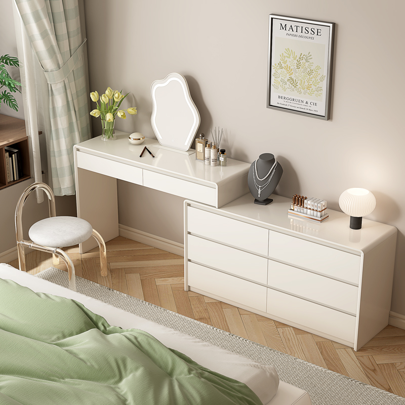 奶油风实木梳妆台化妆桌卧室简约现代主卧202O4新款斗柜一体化妆