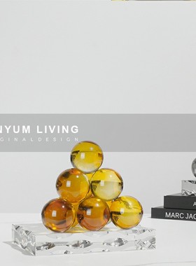 简约现代轻奢水晶软装饰品摆件样板房间玄关家居S书桌书房书镇摆