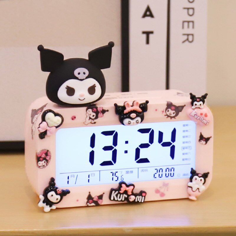 三丽鸥库洛c米电子闹钟桌面充电学生时钟家用可爱2024新款儿童女