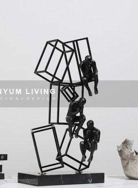 本与现代简约轻奢金属创意样板房间软装J饰品家居艺术人物造型摆