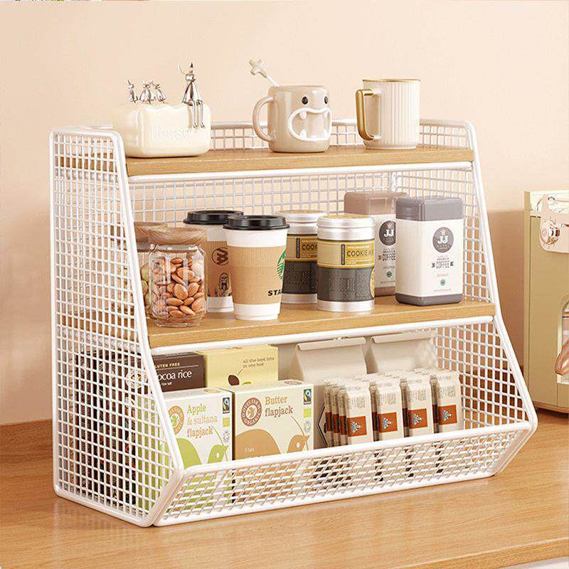 桌面置物架厨房台面多功能分层整理餐桌零食茶几水杯架茶包收纳盒