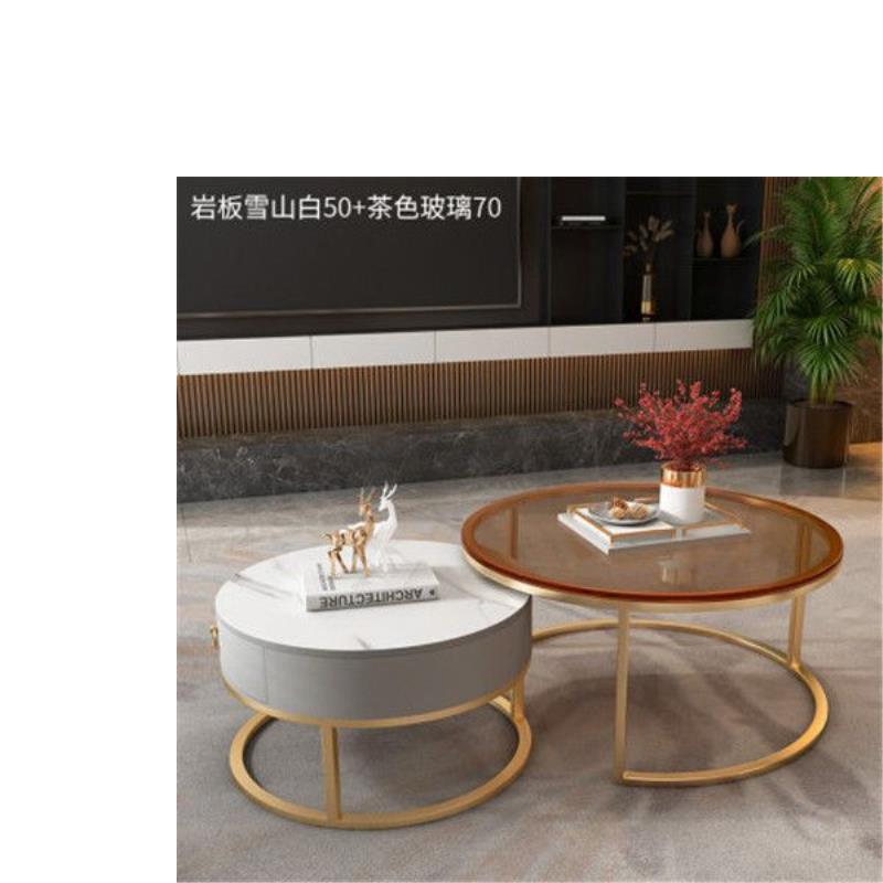 北欧岩板玻璃茶几客厅家用