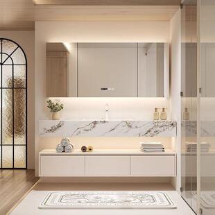 轻奢酒店岩板无缝一体盆浴室柜卫生间洗手洗漱台洗脸盆组合包安装