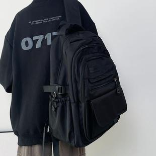 校园初中生书包男生大学生纯色大容量高中生双肩包女休闲百搭背包