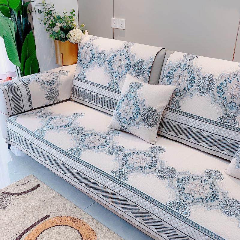 沙发垫中式垫子四季通用防滑冬季雪尼尔单片长条坐垫轻奢套罩垫布