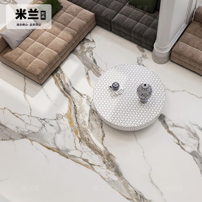 拉萨维拉白900iX1800大理石瓷砖别墅客厅餐厅过道地板砖八面连纹
