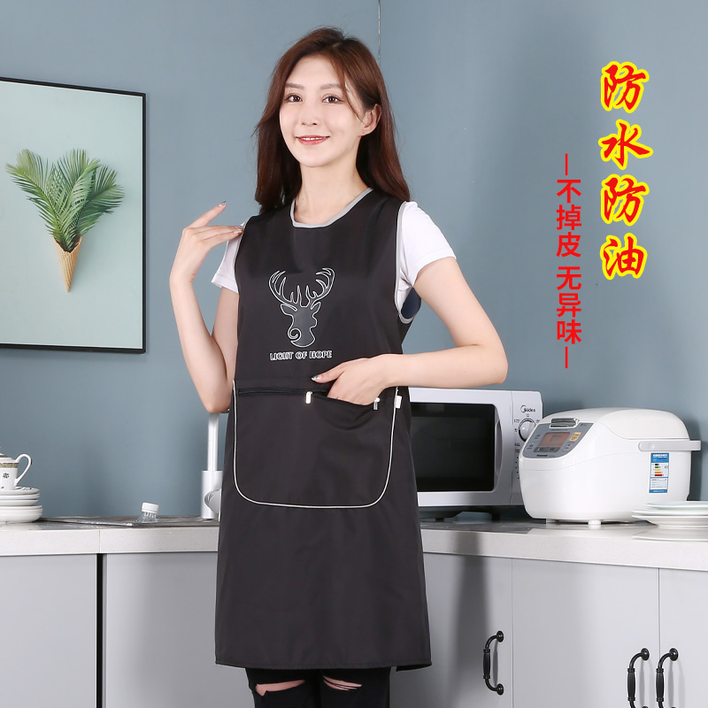 防水围裙女家用厨房女做p饭防油围腰男士上班用工作服定制logo印