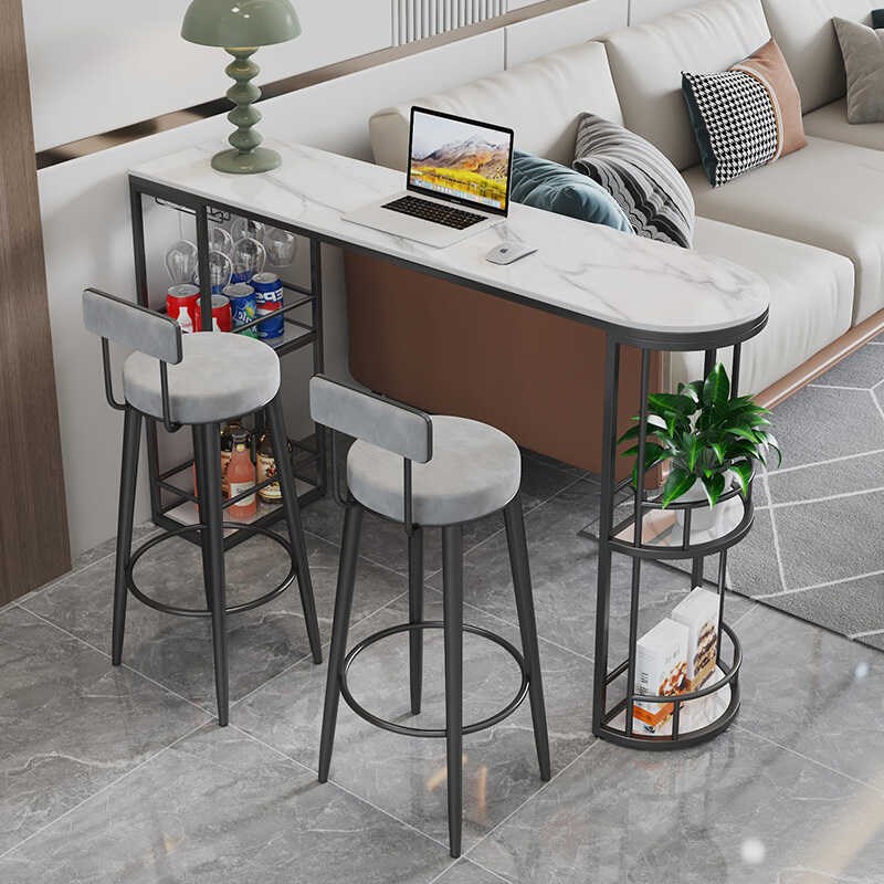岩板吧台桌椅家用客厅q沙发边阳台厨房靠墙隔断长条高脚简约轻奢