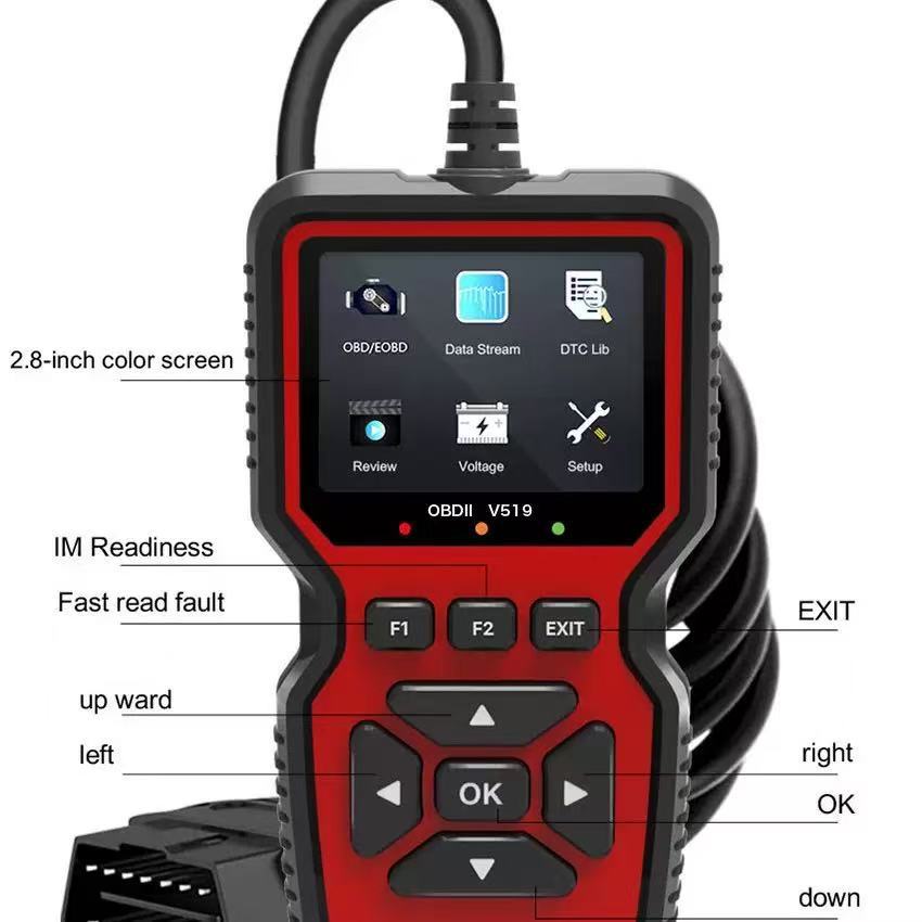 汽车故障诊断仪V519彩屏OBD2elm327发动机故障读Code Reader,