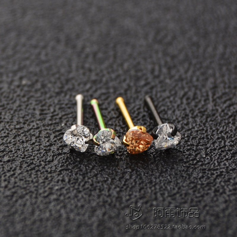 爱心桃心锆石g镶钻超闪 不带钻不掉色 隐形小耳钉鼻钉耳骨钉耳蜗