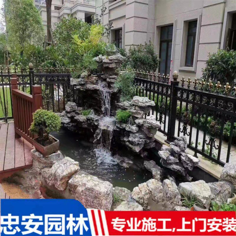 假山流水景观大型石头天然原石太湖石庭院鱼池造景千层石龟纹石