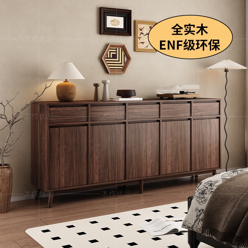 中古风实木斗柜床尾置物柜边柜卧室柜法式复古柜中古靠墙五斗柜