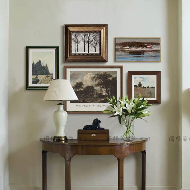 欧式风景组合装饰画办公室书房背景墙壁画酒店公寓玄关画餐厅挂画图片