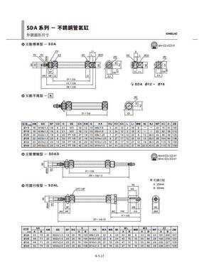 气立可CHELIC不锈钢迷你气缸SDA25X25/30/35/40/45/50/55/60-K-C