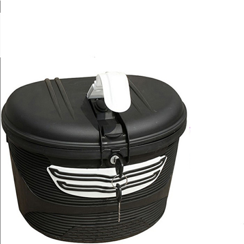 带锁防盗电动车筐后置座防雨自行车娄前置通用折叠车篮折叠滑板筐