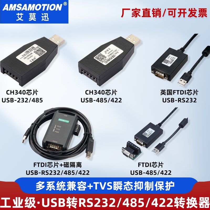USB转RS232/485/422串口转换器 USB转串口双向通讯调试转换接头