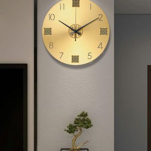 新中式 饰全铜挂表中国风轻奢钟表 挂钟客厅家用创意时尚 时钟现代装