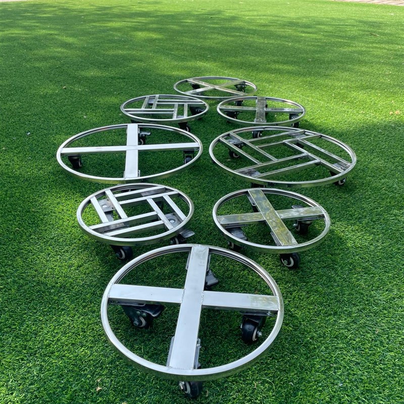 不锈钢圆形移动大花盆底座u万向轮带刹车乌龟车花架盆景架子网红