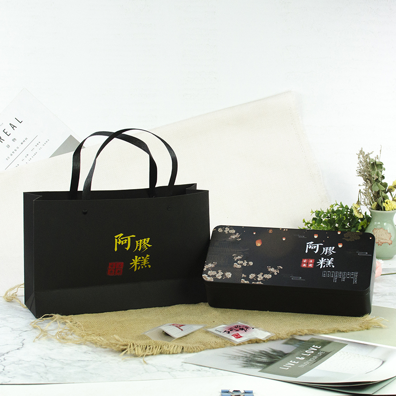 免费定制logo 阿o胶糕包装铁盒一斤装阿胶包装袋礼盒 阿胶铁盒礼