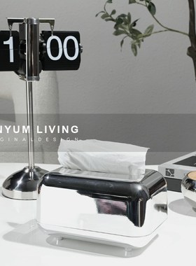 现代简约客e厅书房桌面纸巾盒样板房售楼处家居软装饰品创意摆件