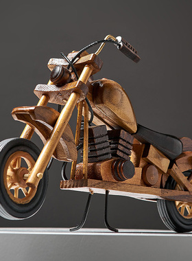 复古怀旧木质机车模型摆件家居电视柜办L公室桌面装饰送男友礼品