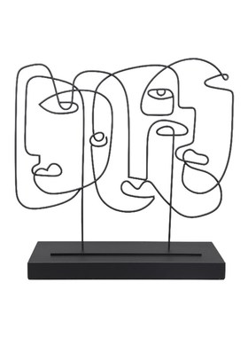 现代简约几何铁艺线条人r脸摆件客厅书房玄关电视柜办公室家居饰