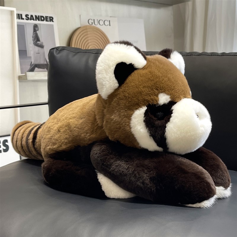 大号可爱皮草毛绒大浣熊公仔整皮獭兔毛玩M偶手工精致礼物娃娃玩