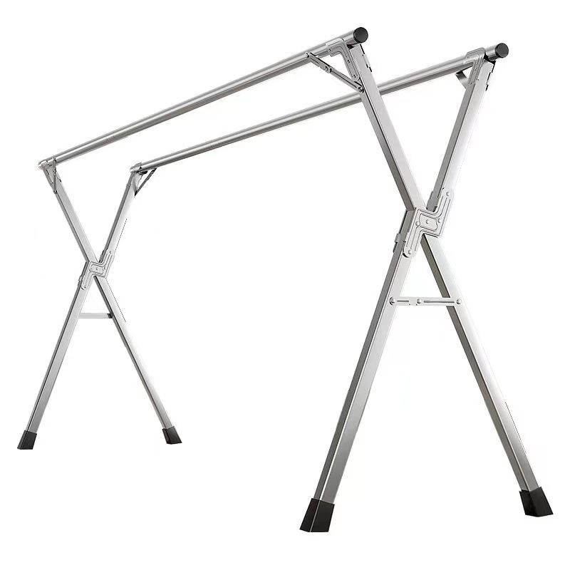 折叠晾衣架落地室内家用阳台卧室B不锈钢室外可伸缩杆式晒被子神