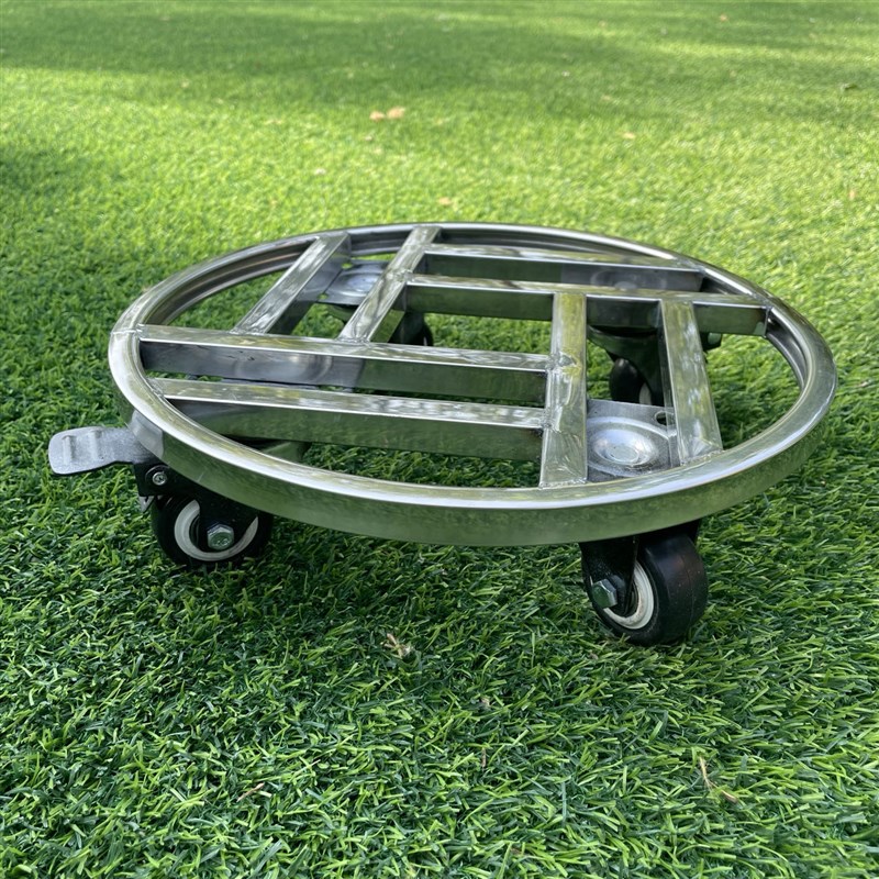 不锈钢圆形移动大花盆底座万向轮带刹车乌龟车花架盆Y景架子网红