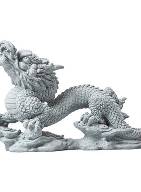 创意办公客厅青砂石招财生肖龙瑞兽祥龙鱼缸造景沉底实心装饰摆件