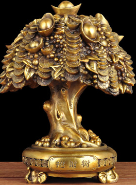 铜摇钱树摆件招财发财树招财树家居客厅玄关装饰品办公室商务礼品