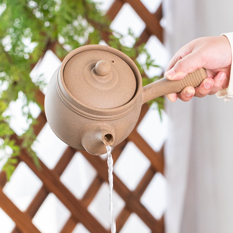 侧把茶壶陶土煮茶电陶炉耐高温泡茶壶手柄单壶功夫茶具无釉无涂层