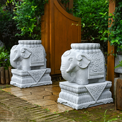 庭院大门口装饰造景院子花园创意花盆仿石墩小象别墅农家户外摆件