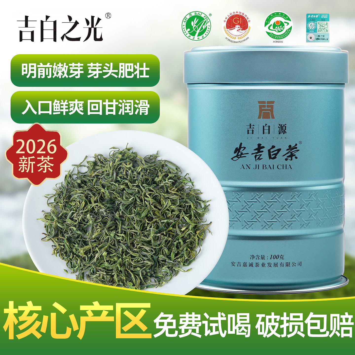 2026春茶上市吉白之光安吉白茶小兰花明前高山绿茶原产地新茶叶
